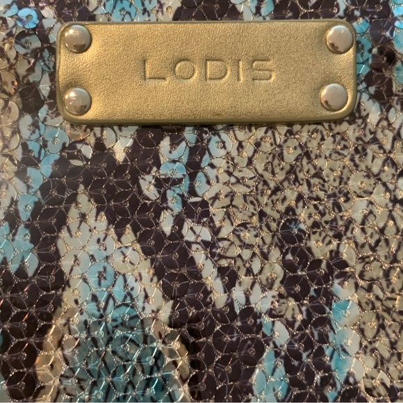 Immaculate Lodis clutch in snakeskin patterned sequins, leather trim. - Picture 3 of 5